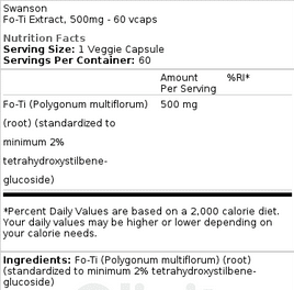 Fo-Ti extrakt, 500 mg - 60 vegetariánskych kapsúl – Obrázok 2