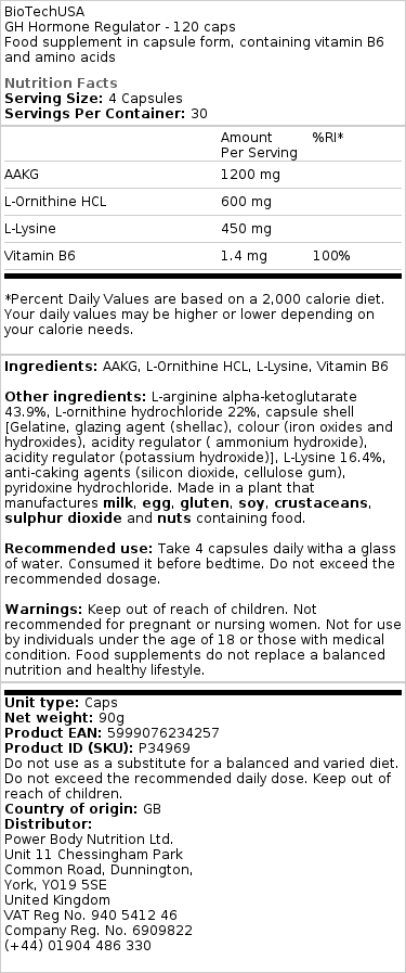 GH Hormone Regulator - 120 kapsúl – Obrázok 2