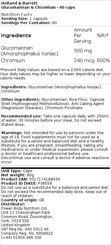 Glucomannan a chróm - 60 kapsúl – Obrázok 2