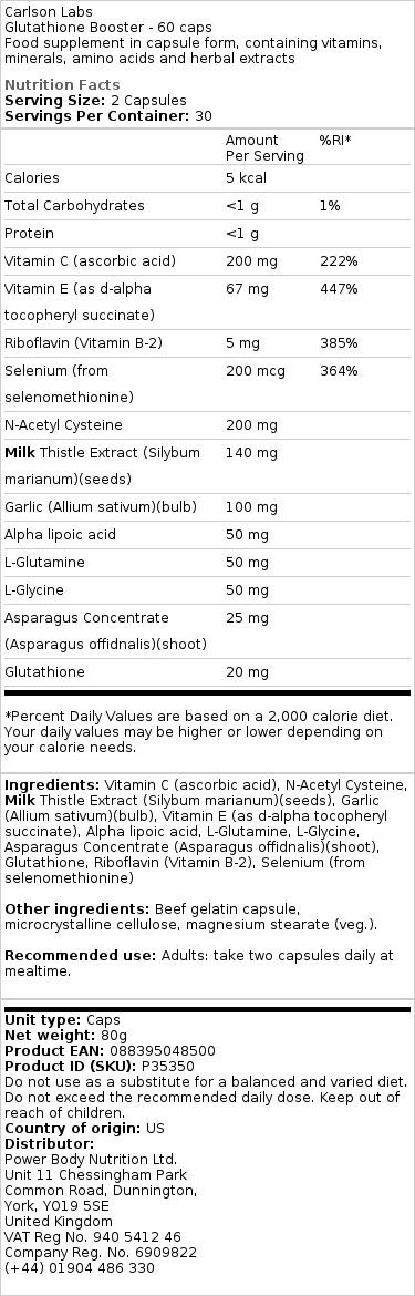 Glutathionový posilňovač - 60 kapsúl – Obrázok 2