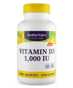 Healthy Origins - Vitamín D3 1000 IU (360 kapsúl)