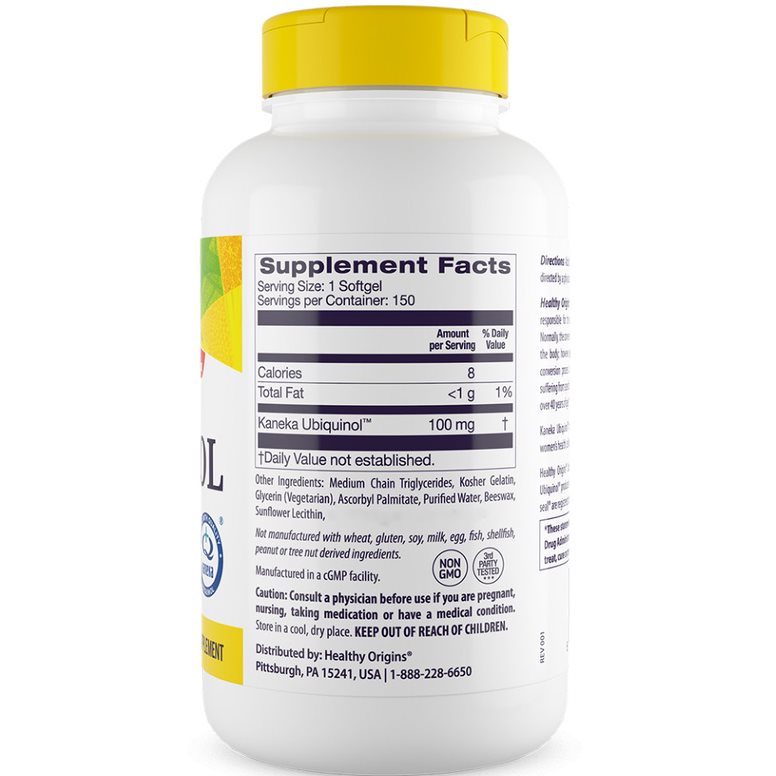 Healthy Origins Prírodný Ubichinol 100 mg 150 mäkkých kapsúl – Obrázok 3