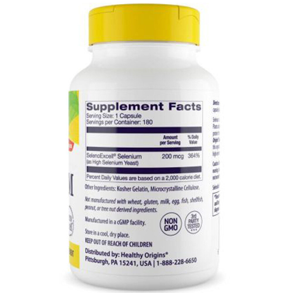 Healthy Origins Seleno Excell Selén 200 mcg, 180 kapsúl – Obrázok 3