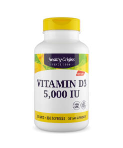 Healthy Origins Vitamín D3 5000 IU, 360 mäkkých kapsúl