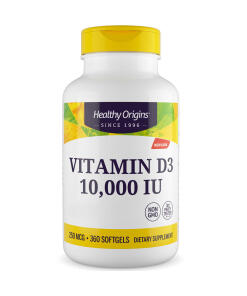 Healthy Origins Vitamín D3 Depot 10 000 IU, 360 mäkkých kapsúl