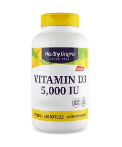 Healthy Origins Vitamín D3 Depot 5 000 IU, 540 mäkkých kapsúl