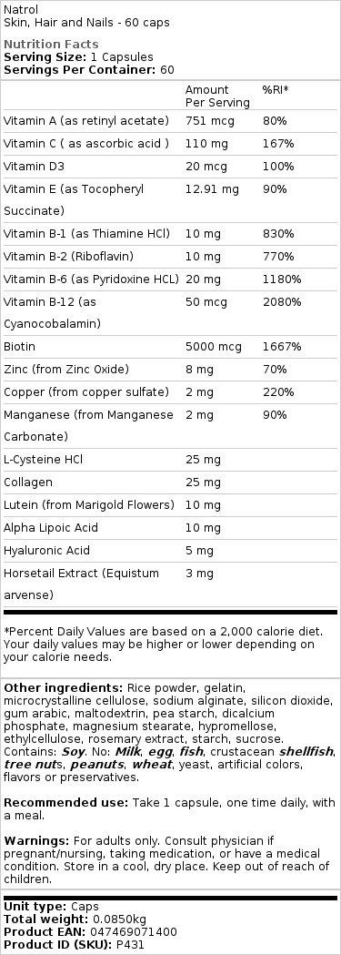 Koža, vlasy a nechty - 60 kapsúl – Obrázok 2