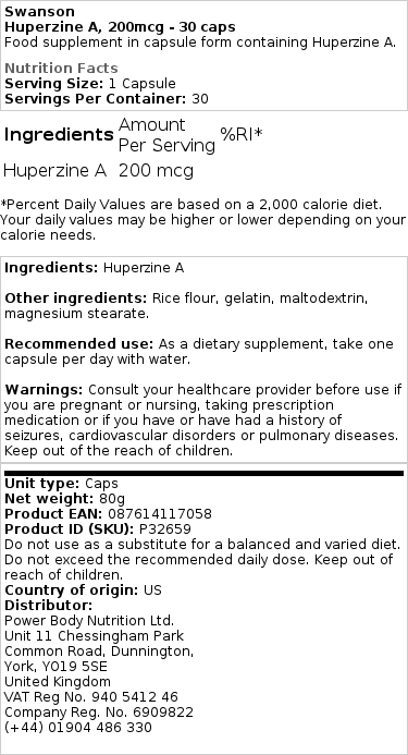 Huperzín A, 50 mcg - 60 kapsúl – Obrázok 2