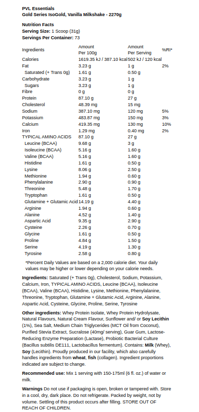 IsoGold Gold Series, Vanilkový milkshake - 2270g – Obrázok 2