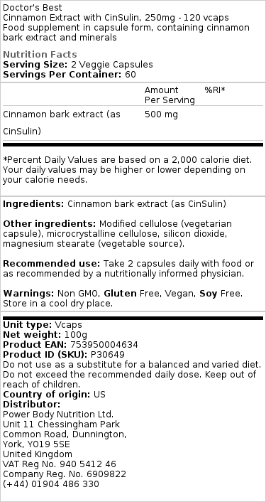 Extrakt z škorice CinSulin, 250 mg - 120 vcaps – Obrázok 3