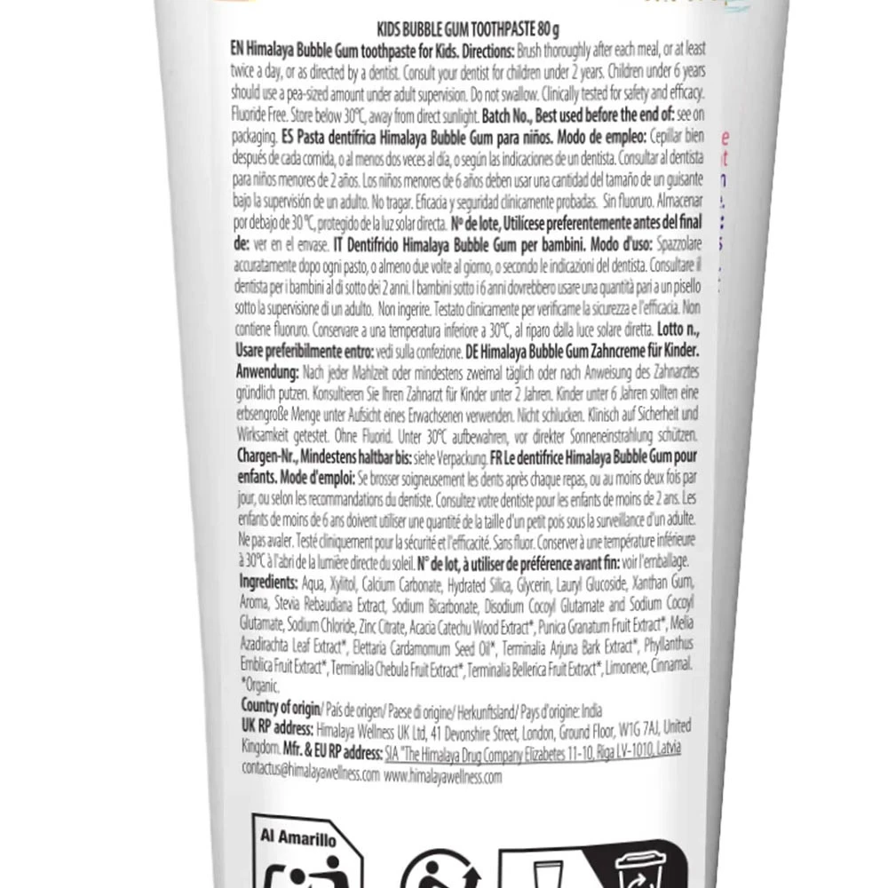 Detská zubná pasta, Bubble Gum - 80g – Obrázok 2