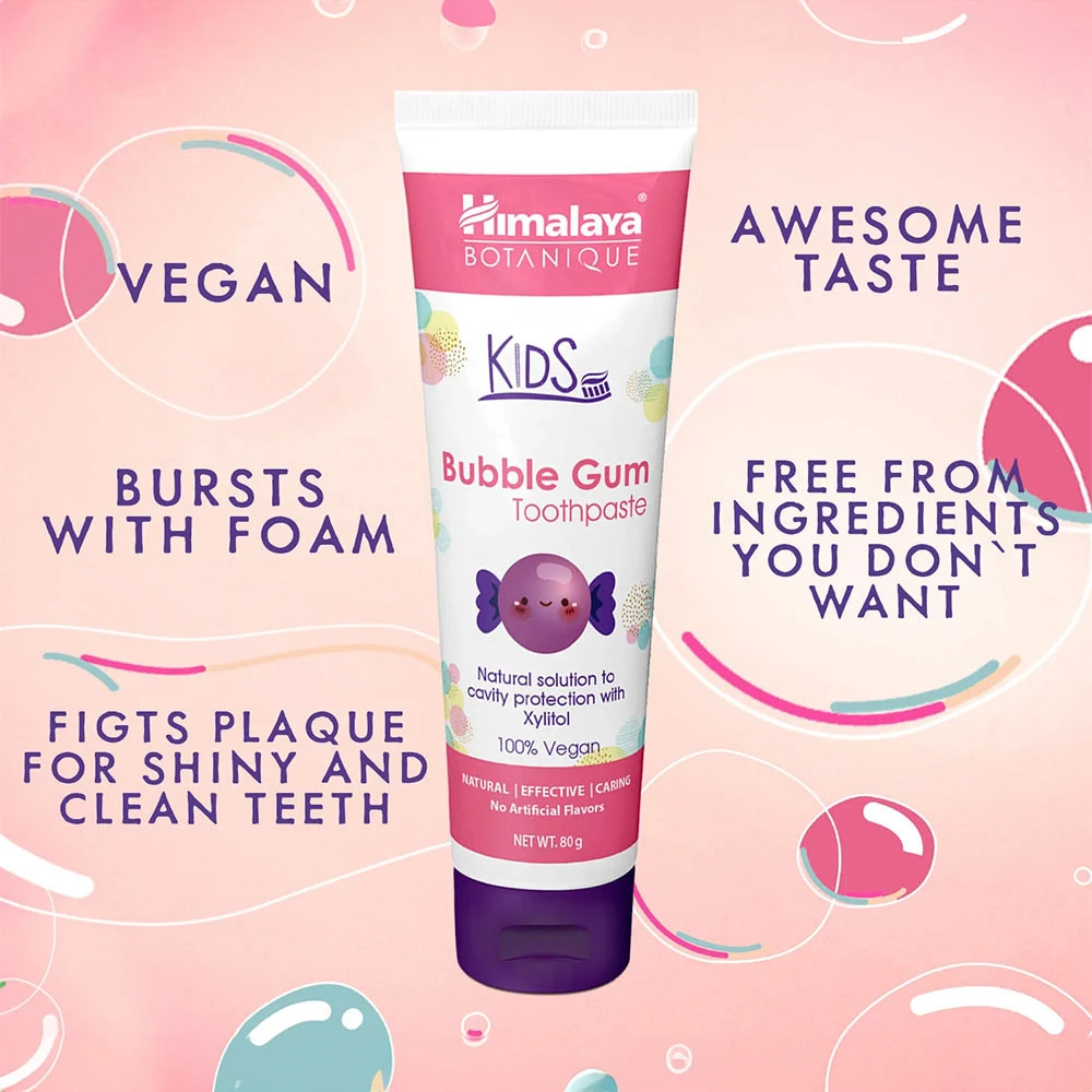 Detská zubná pasta, Bubble Gum - 80g – Obrázok 4