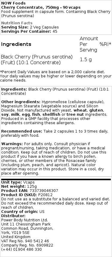 Višňový koncentrát, 750 mg - 90 vegánskych kapsúl – Obrázok 2