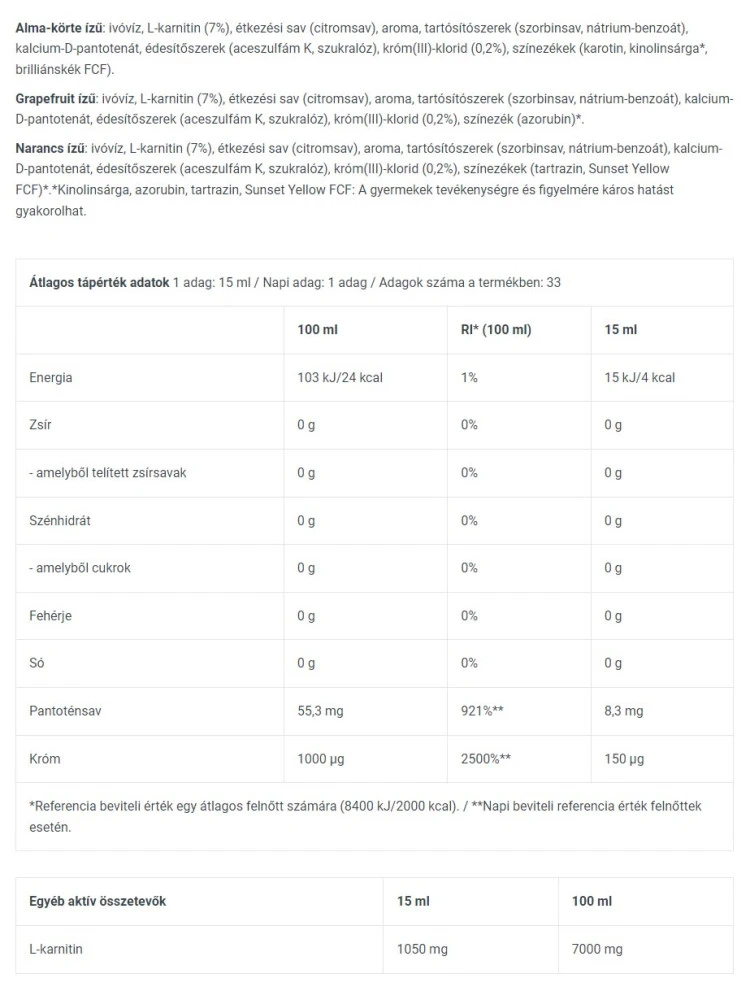 L-karnitín + Chróm, Pomaranč - 500 ml – Obrázok 3