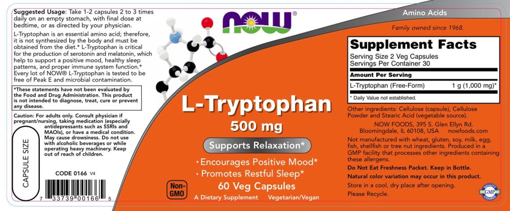 L-Tryptofán, 500 mg - 60 kapsúl – Obrázok 2