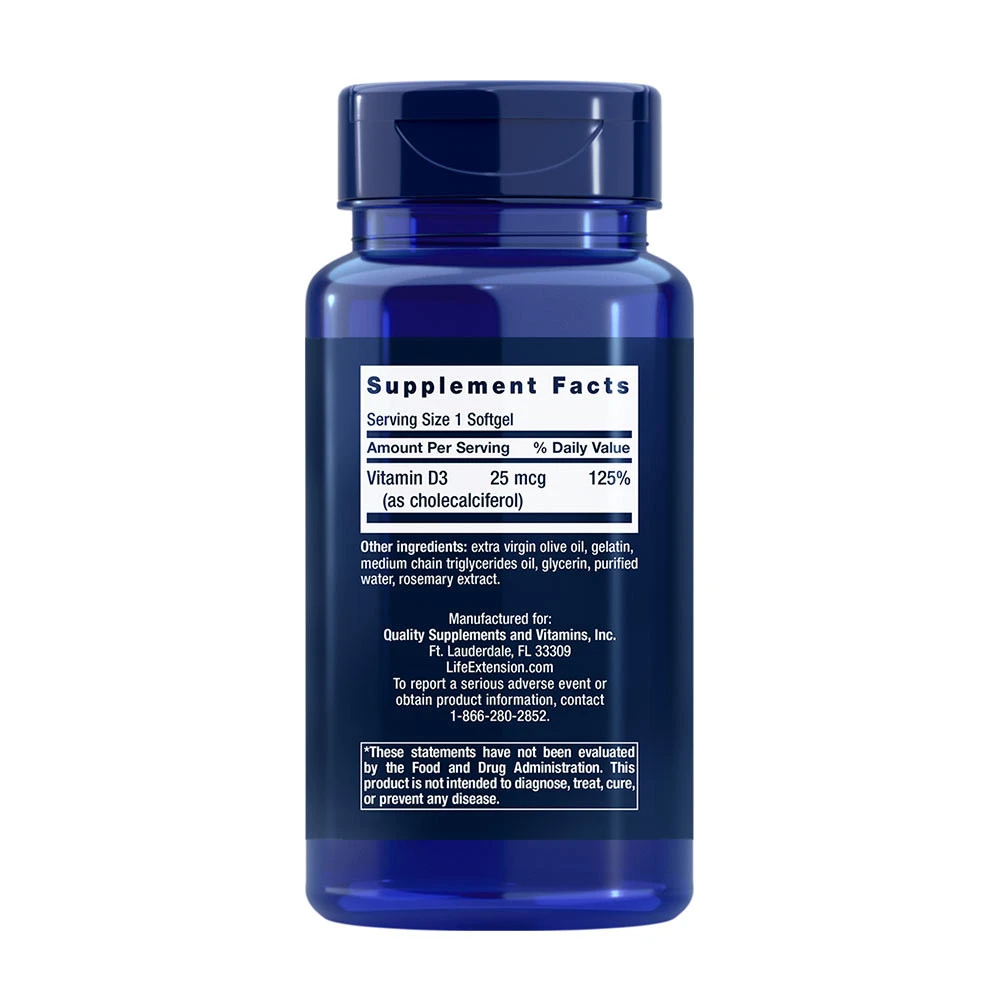 Vitamín D3, 1000 IU - 250 mäkkých kapsúl – Obrázok 2