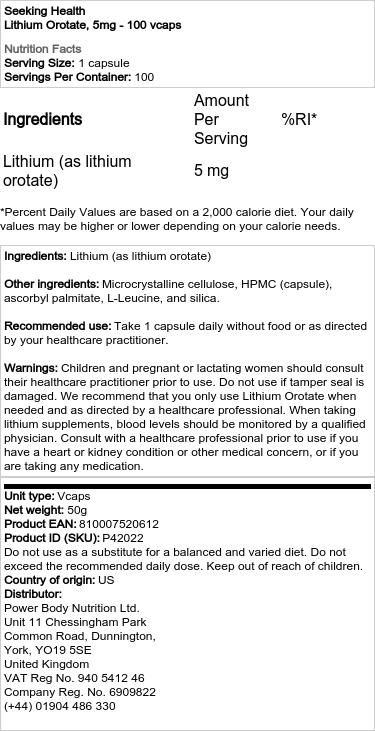 Lítium-orotát, 5 mg - 100 kapsúl – Obrázok 2