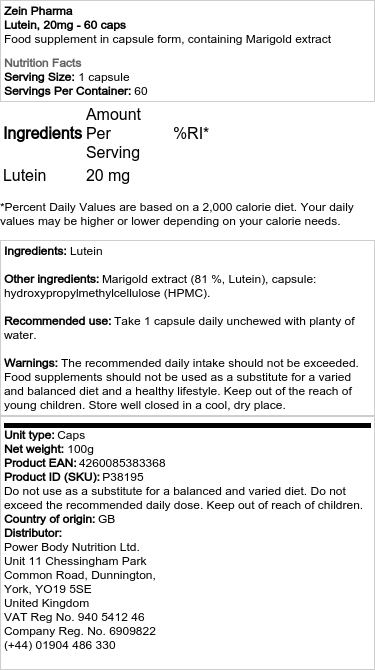 Luteín, 20 mg - 60 kapsúl – Obrázok 2