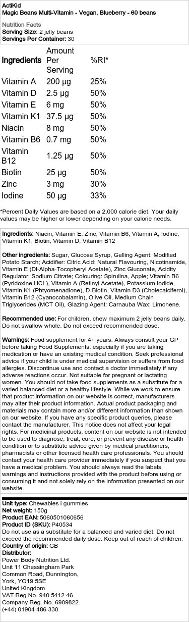 Magické fazuľky Multi-Vitamín - Vegánske, Čučoriedkové - 60 fazuliek – Obrázok 2