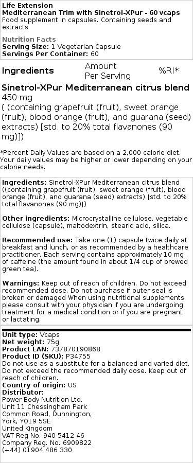 Stredomorský Trim so Sinetrol-XPur - 60 kapsúl – Obrázok 2