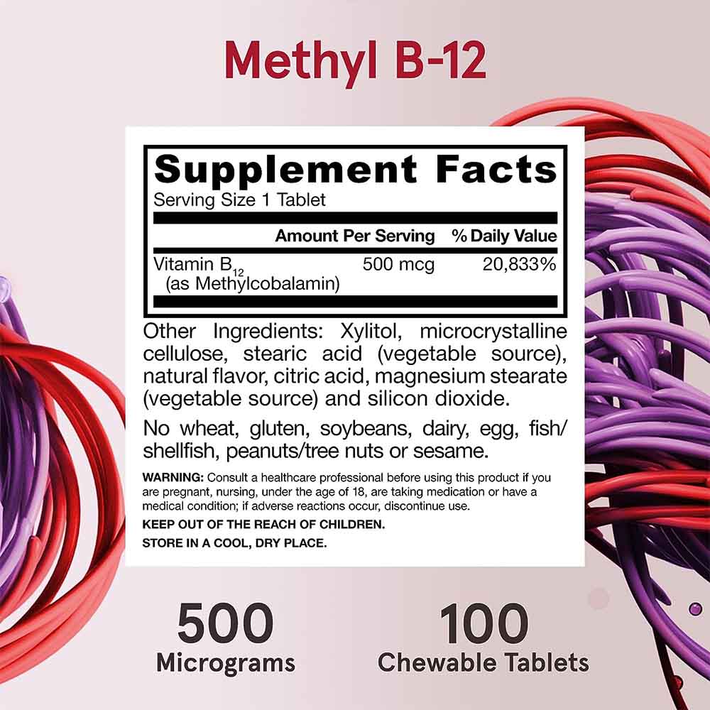 Metyl B-12, 500 mcg - 100 tablety na sanie – Obrázok 7