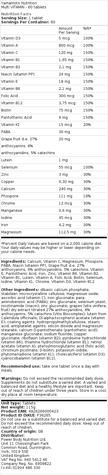 Multivitamín - 60 tabliet – Obrázok 2