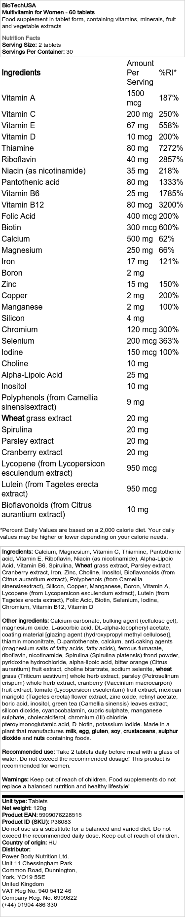 Multivitamín pre ženy - 60 tabliet – Obrázok 2