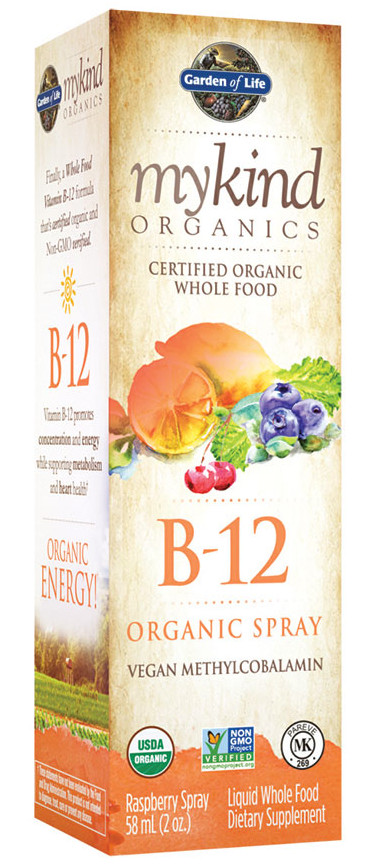 Mykind Organics B-12 Organický sprej, Malina - 58 ml