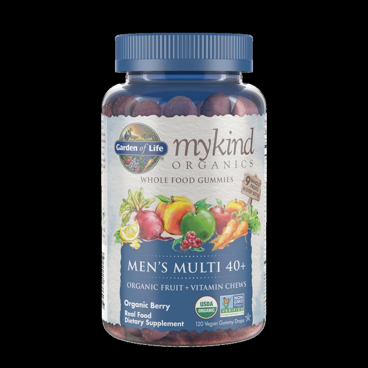 Mykind Organics Multivitamíny pre mužov 40+ Gummies, Organické ovocie - 120 vegánskych gumových cukríkov