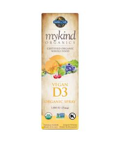 Mykind Organics Vegánsky D3 Organický Sprej, 1000 IU (Vanilka) - 58 ml