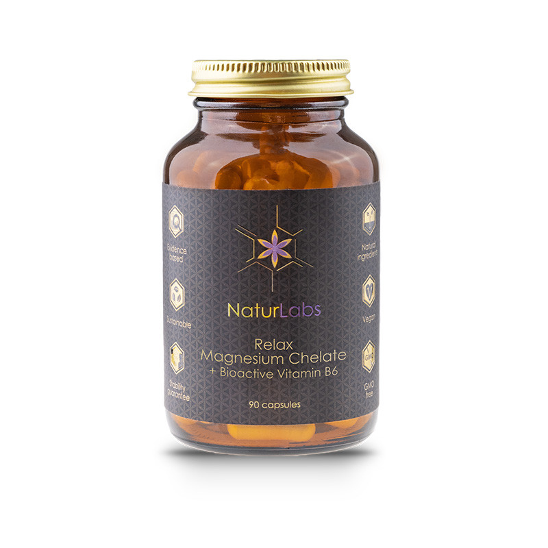 NaturLabs - Relax Magnézium Chelát Bisglycinát + Bioaktívny Vitamín B6, kapsule