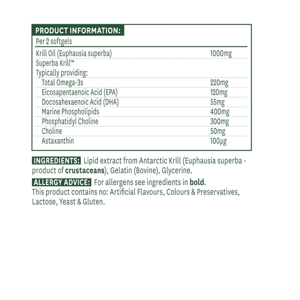 Natures Aid - Olej z antarktického kryla 500 mg (60 mäkkých kapsúl) – Obrázok 2