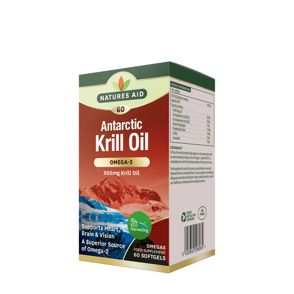 Natures Aid - Olej z antarktického kryla 500 mg (60 mäkkých kapsúl)