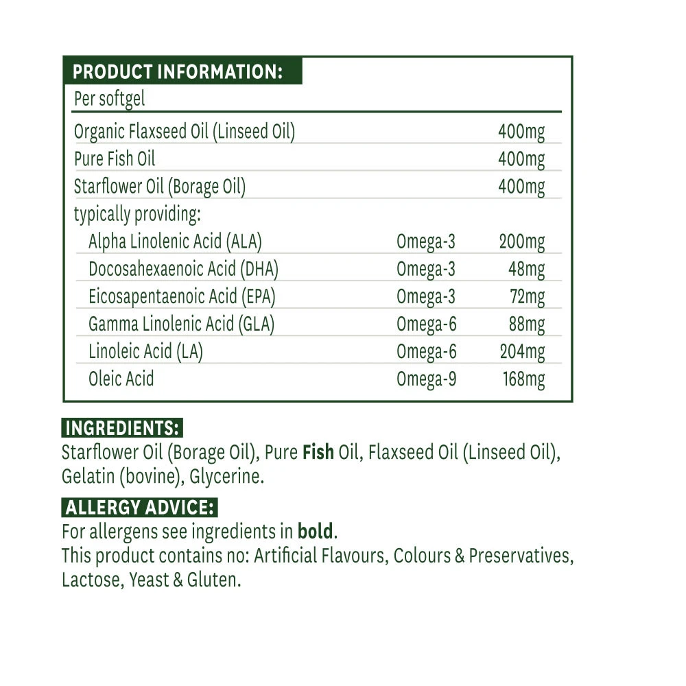 Natures Aid - Kompletné EFA 1200 mg (Omega 3, 6 + 9) (90 mäkkých kapsúl) – Obrázok 4