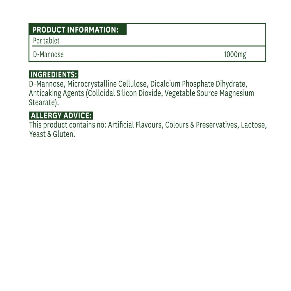 Natures Aid - Natures Aid D-Mannóza 1000 mg (60 tabliet) – Obrázok 4