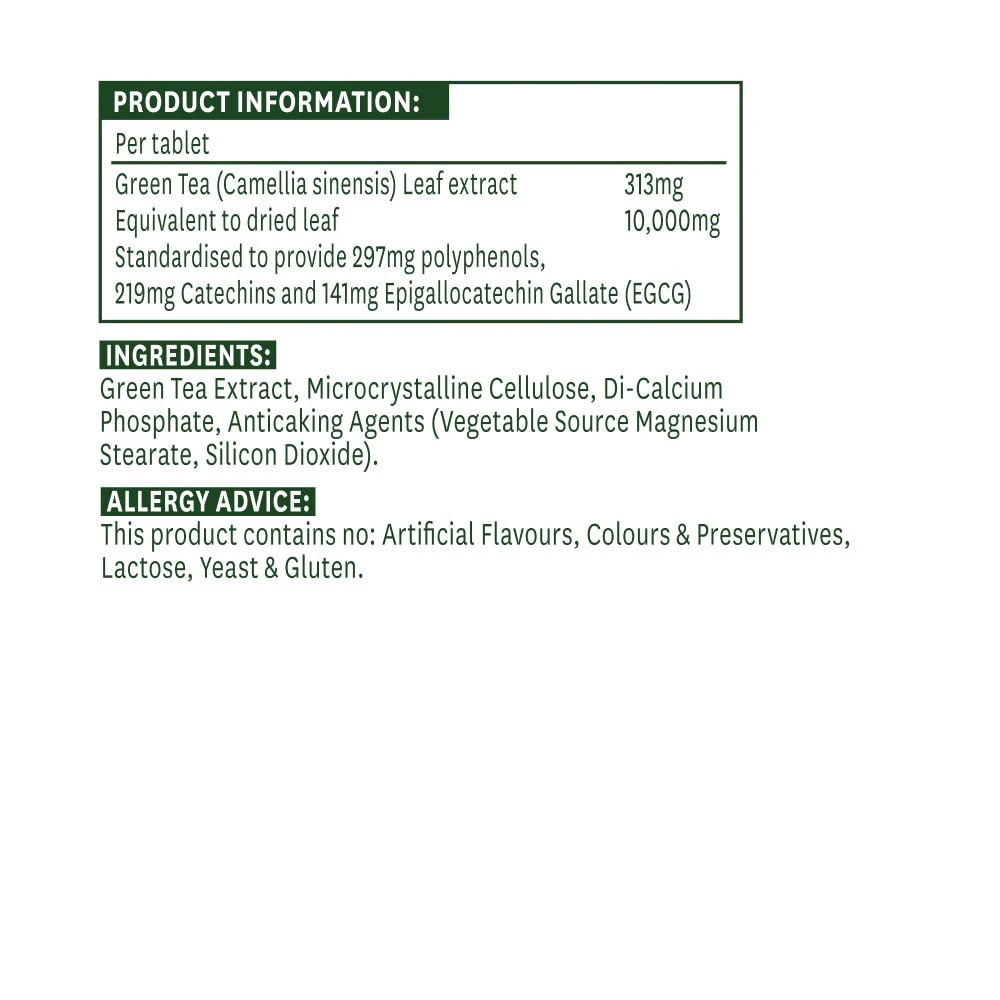 Natures Aid - Zelený čaj 10 000 mg (60 tabliet) – Obrázok 2