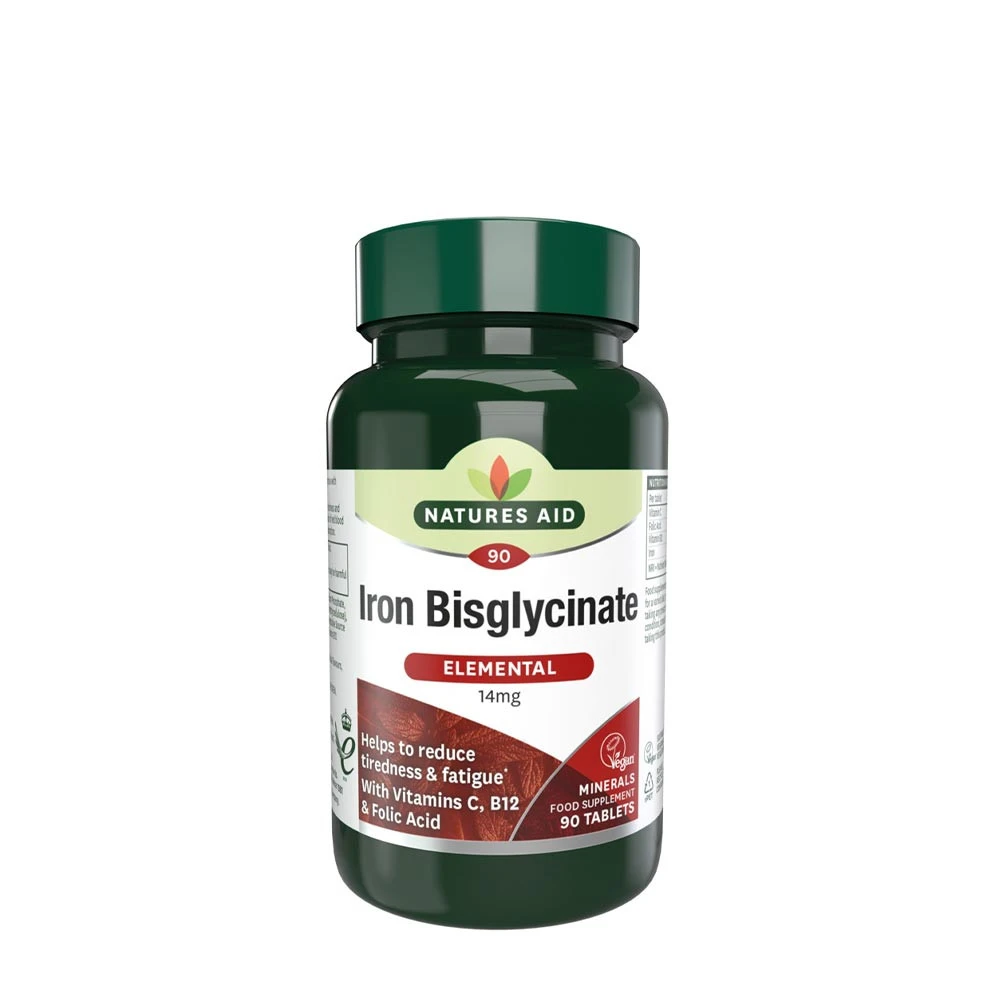 Natures Aid - Železo bisglycinát (90 tabliet)
