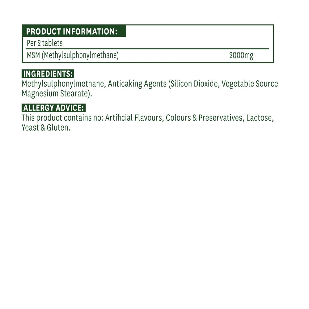 Natures Aid - MSM 1000 mg (90 tabliet) – Obrázok 2