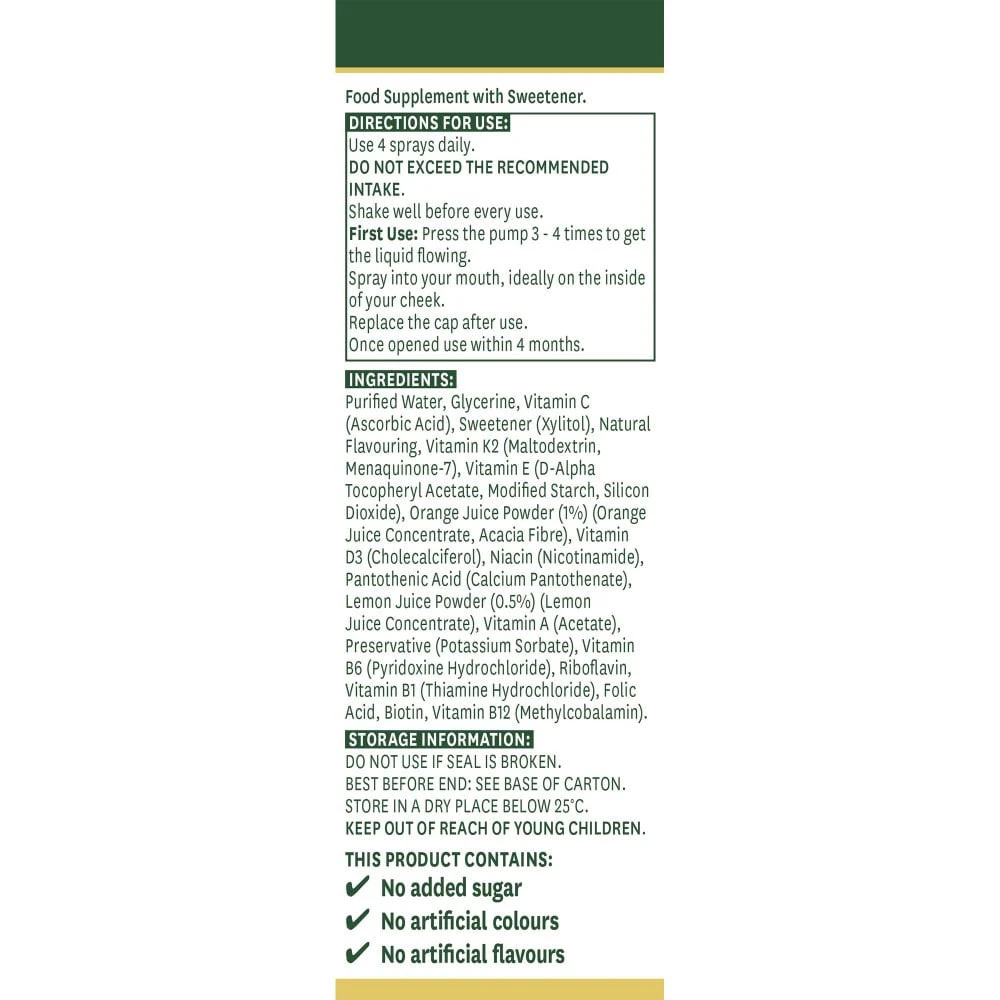 Natures Aid - Denný multivitamínový orálny sprej Natures Aid (30 ml, citrón a pomaranč) – Obrázok 9