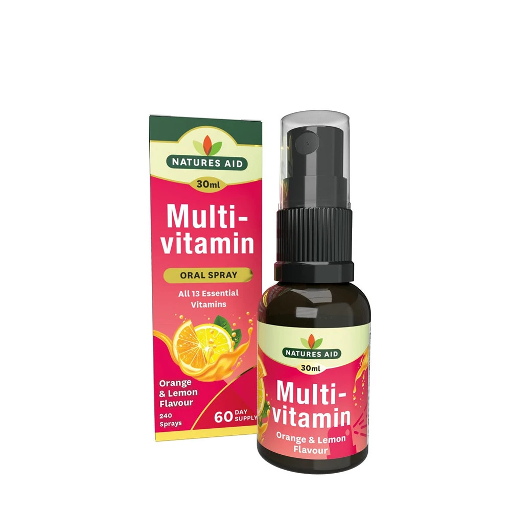 Natures Aid - Denný multivitamínový orálny sprej Natures Aid (30 ml, citrón a pomaranč)