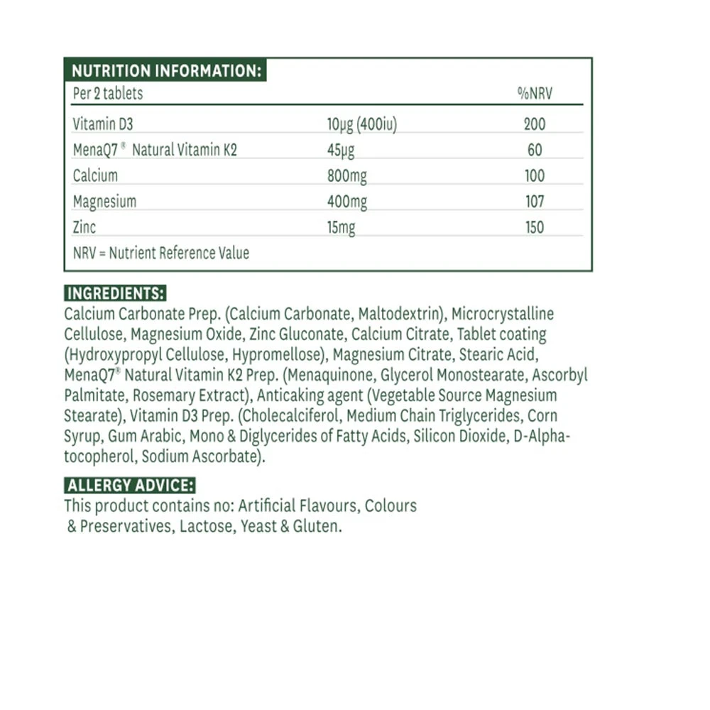 Natures Aid - Natures Aid Osteo Advance - Formula na podporu kostí (60 tabliet) – Obrázok 2