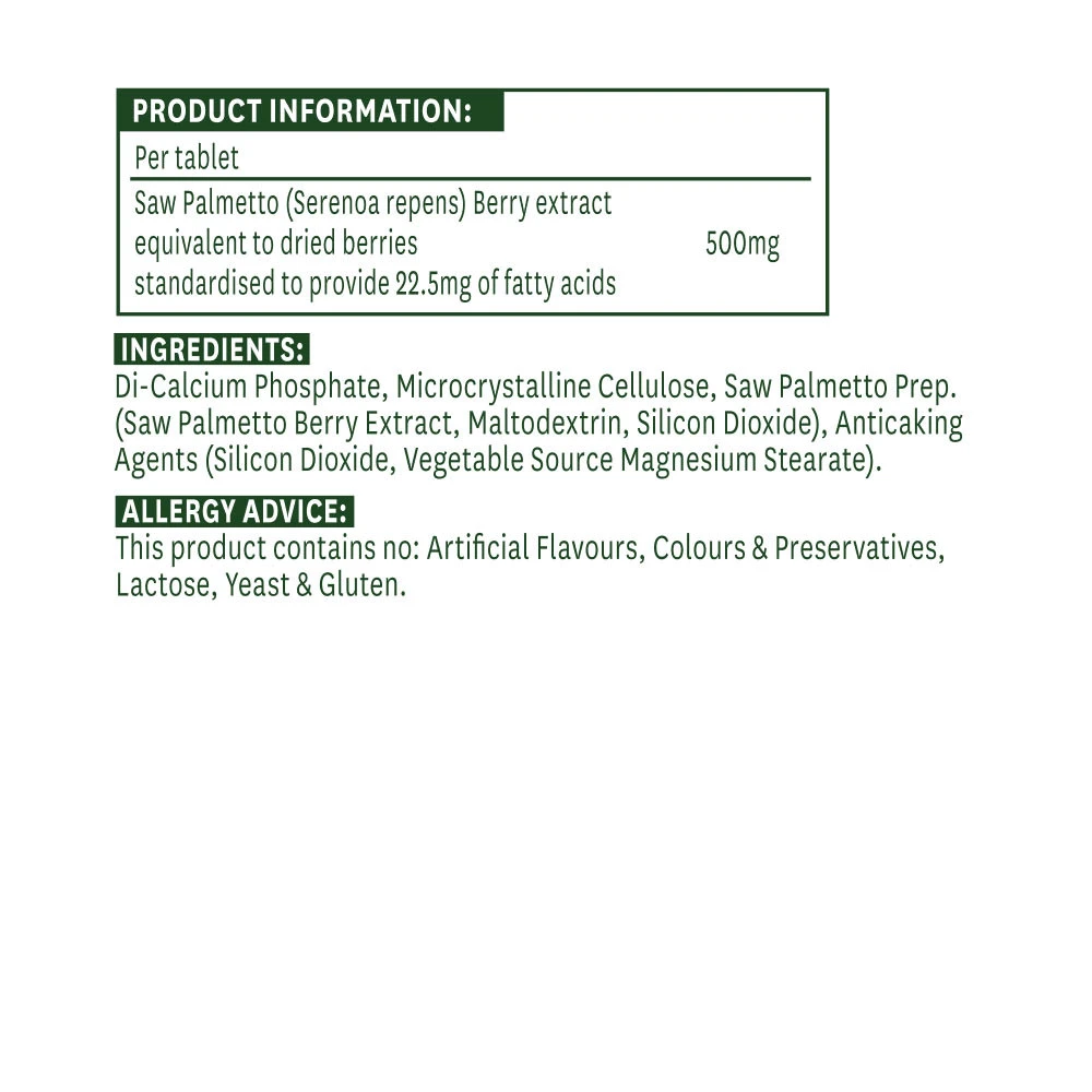 Natures Aid - Natures Aid Štandardizovaný Saw Palmetto 500 mg (90 tabliet) – Obrázok 5