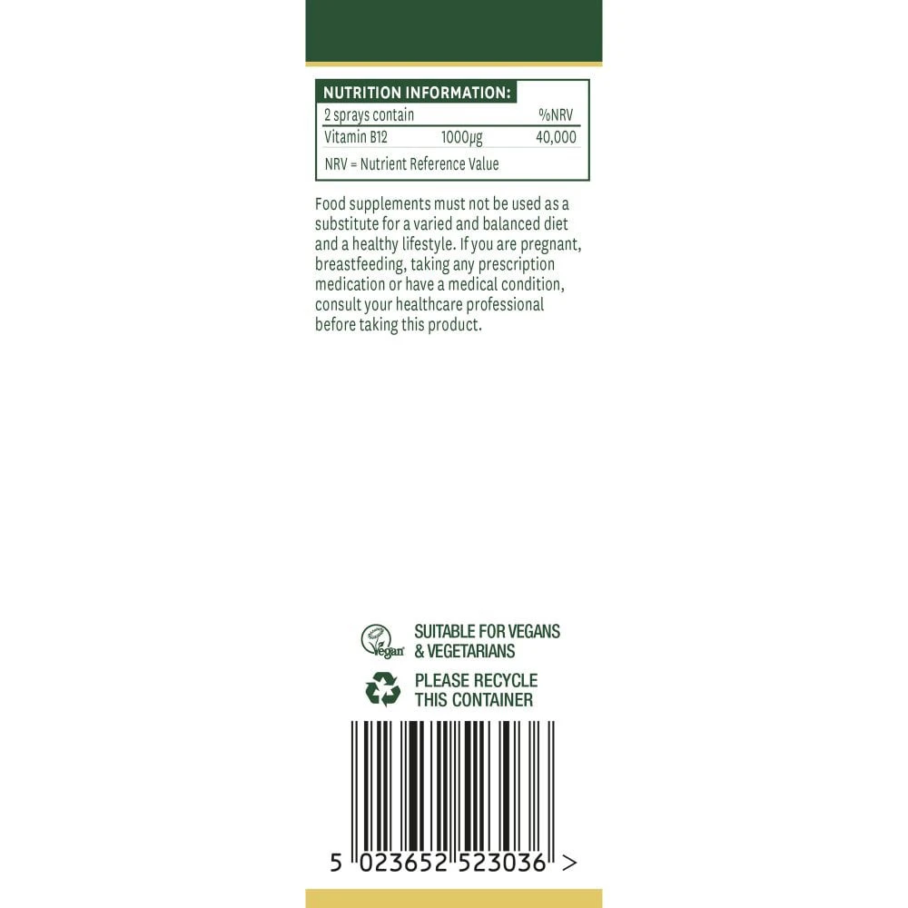 Natures Aid - Denný orálny sprej s vitamínom B12 Natures Aid (30 ml, čerešňa) – Obrázok 6