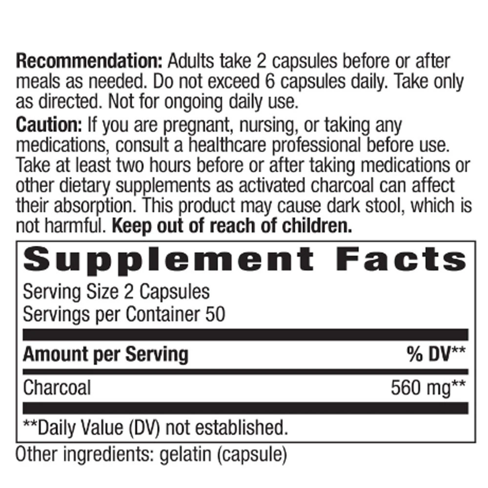 Nature's Way - Aktívne uhlie (100 kapsúl) – Obrázok 12