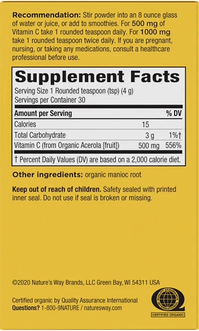 Nature's Way - Alive!® Zdroj vitamínu C z ovocia, nápojový prášok (120 g) – Obrázok 2