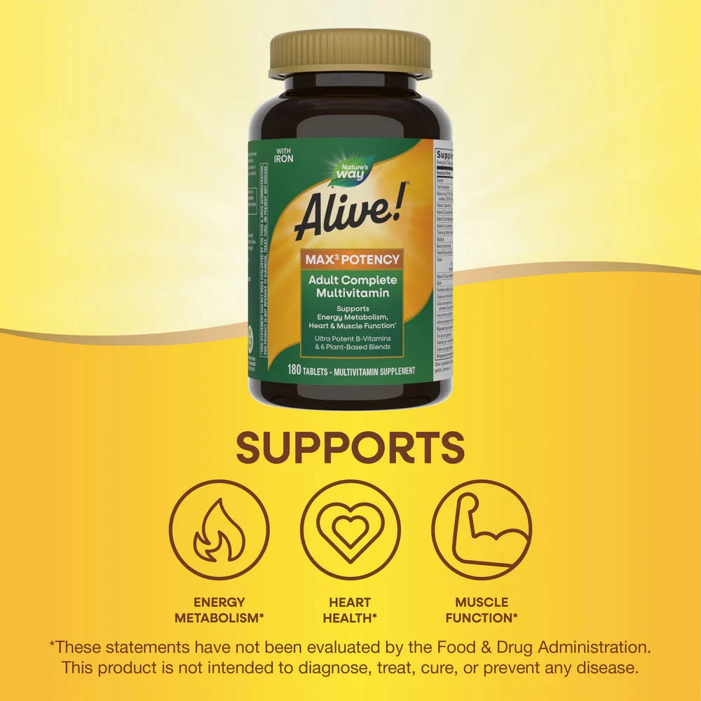 Nature's Way - Alive!® Max3 Potencia Multivitamín (180 tabliet) – Obrázok 11