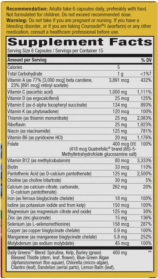Nature's Way - Alive!® Max6 Maximálna potencia Denný multivitamín (90 kapsúl) – Obrázok 4