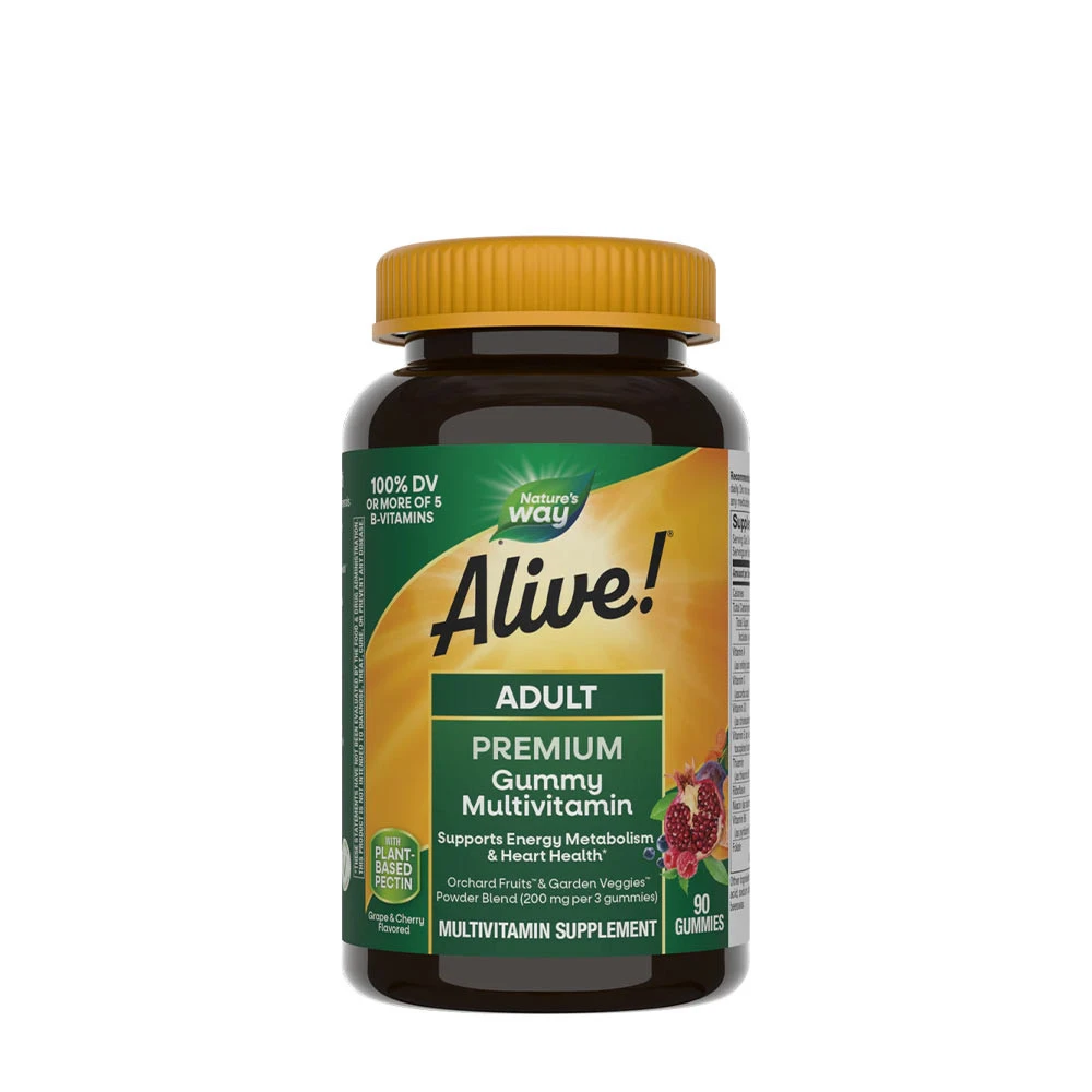 Nature's Way - Alive!® Premium Multivitamínové Gumové Cukríky pre Dospelých (90 gumeniek)