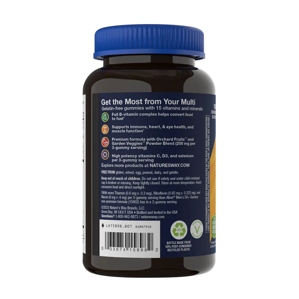 Nature's Way - Alive!® Premium multivitamín pre mužov nad 50 rokov vo forme želé cukríkov (75 želé cukríkov, višňa, pomaranč & hrozno) – Obrázok 5