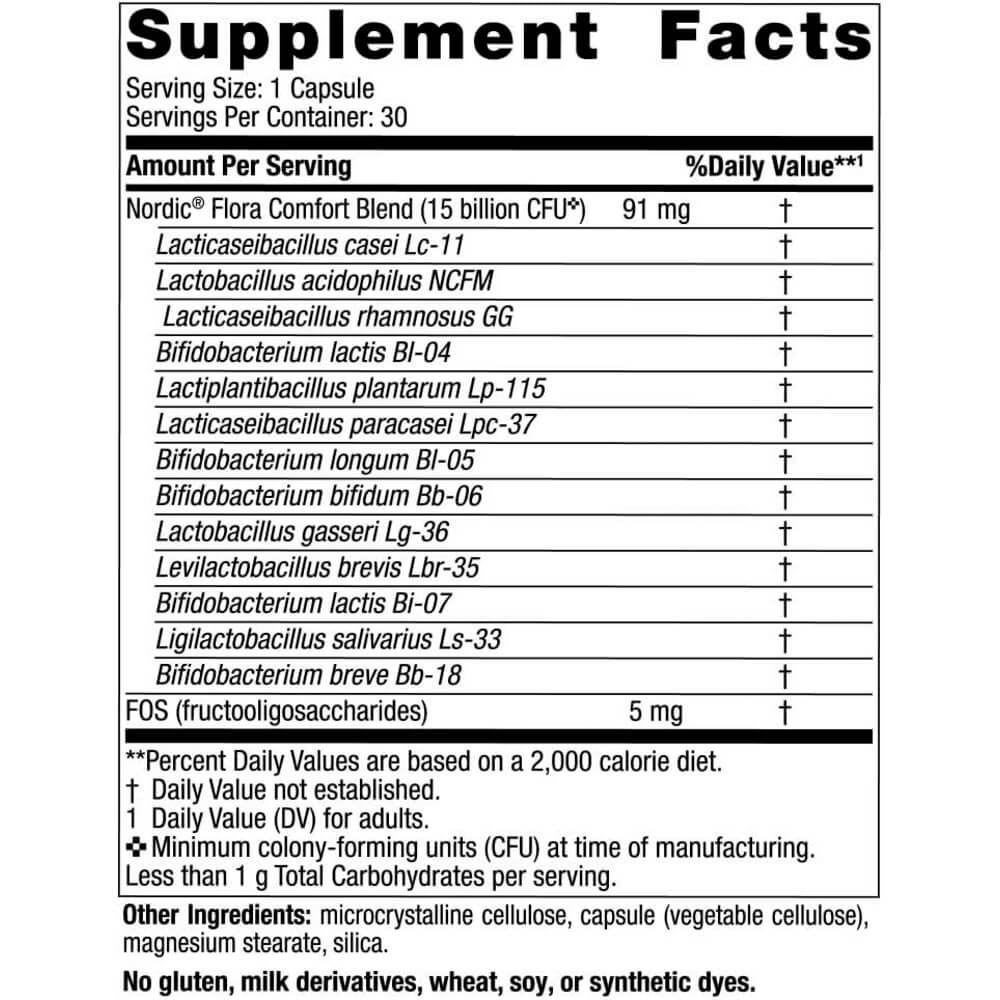 Nordic Flora Probiotický Komfort, 15 miliárd CFU - 30 kapsúl – Obrázok 3